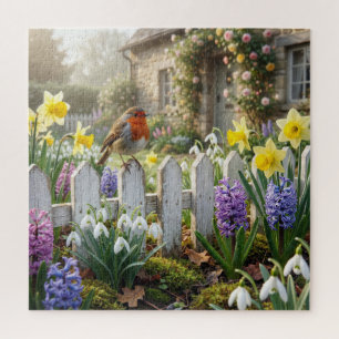 Verjaardag Robin Op Een Tuinschutting Legpuzzel