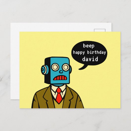 Verjaardag Robot Briefkaart (Voorkant / Achterkant)