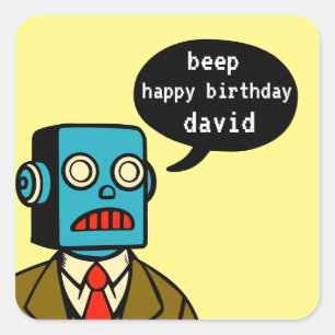 Verjaardag Robot Vierkante Sticker
