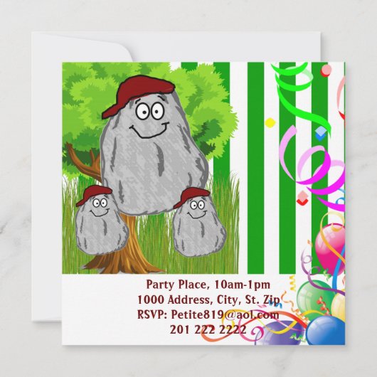 Verjaardag Rock Aardappel Uitnodigingskaart Ballon Kaart (Achterkant)