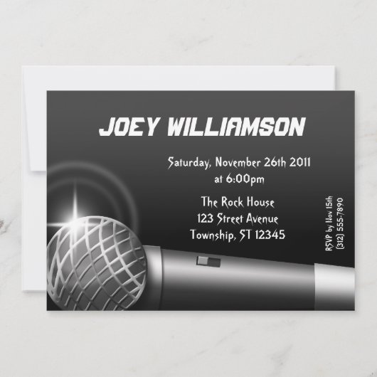 Verjaardag Rock Star Party Uitnodigingen (Achterkant)