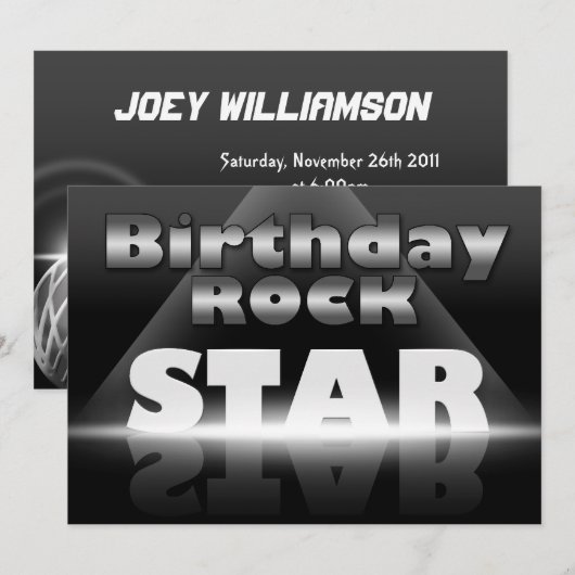 Verjaardag Rock Star Party Uitnodigingen (Voorkant / Achterkant)