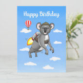 Verjaardag Rocket Koala Kaart (Staand voorkant)