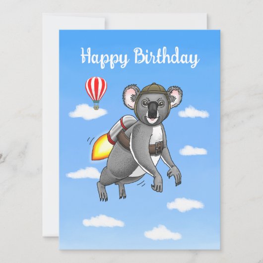 Verjaardag Rocket Koala Kaart (Voorkant)