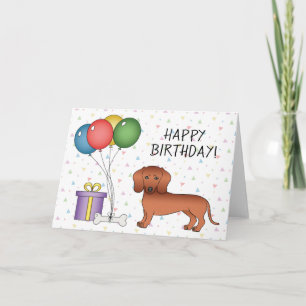 Verjaardag Rode Kortharige Dachshund Hond Kaart