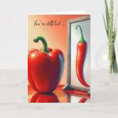 Verjaardag rode paprika op zoek in een spiegel kaart (Voorkant)