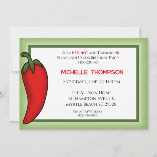 Verjaardag rode peper elke leeftijd uitnodigingen (Voorkant)