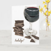 verjaardag-rode wijn en donkere chocolade kaart (Gele Bloem)