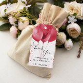 Verjaardag rode witte glitterballonnen dank je wel cadeaulabel