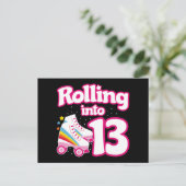 Verjaardag Roller Skating 13 Jaar Oud Schaatsen Briefkaart (Staand voorkant)