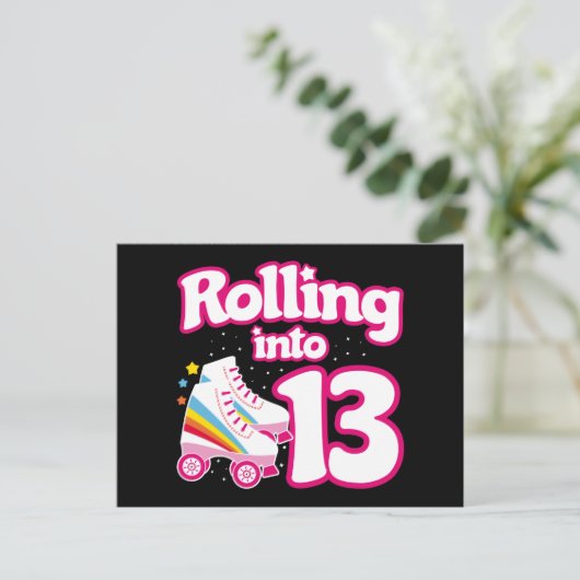 Verjaardag Roller Skating 13 Jaar Oud Schaatsen Briefkaart (Staand voorkant)