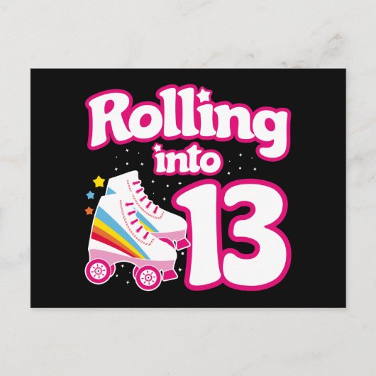 Verjaardag Roller Skating 13 Jaar Oud Schaatsen Briefkaart (Voorkant)