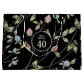 Verjaardag Romantisch Zwart Roze Klaver Bloemen Groot Cadeauzakje (Voorkant)