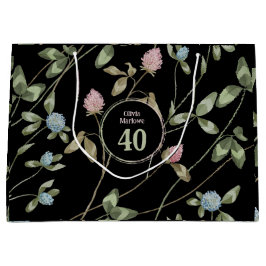 Verjaardag Romantisch Zwart Roze Klaver Bloemen Groot Cadeauzakje