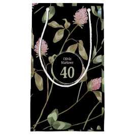 Verjaardag Romantisch Zwart Roze Klaver Bloemen Klein Cadeauzakje