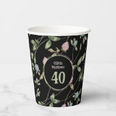 Verjaardag Romantisch Zwart Roze Klaver Bloemen Papieren Bekers (Achterkant)