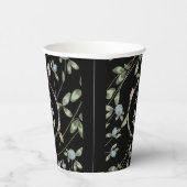 Verjaardag Romantisch Zwart Roze Klaver Bloemen Papieren Bekers (Rechts)