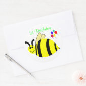 Verjaardag Ronde Stickers Bumble Bee & Ballonnen (Envelop)