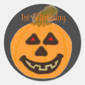 Verjaardag Ronde Stickers Lachende Halloween Pompo (Voorkant)