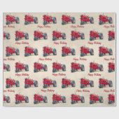 Verjaardag Rood Boerderij Tractor Wrapping Papier (Vlak)