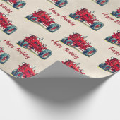 Verjaardag Rood Boerderij Tractor Wrapping Papier (Hoek)