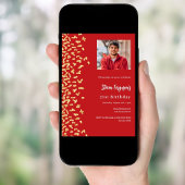Verjaardag rood goud foto kaart