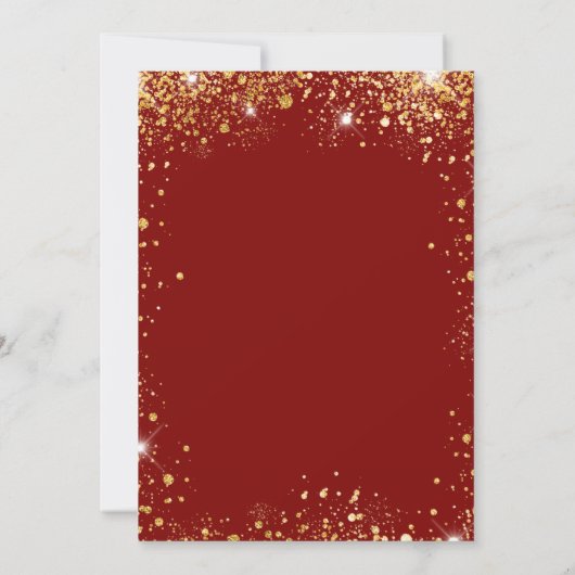 Verjaardag rood gouden glitters jurk glamour kaart (Achterkant)