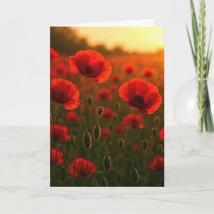 Verjaardag Rood Klaprozenveld bij zonsopgang Kaart
