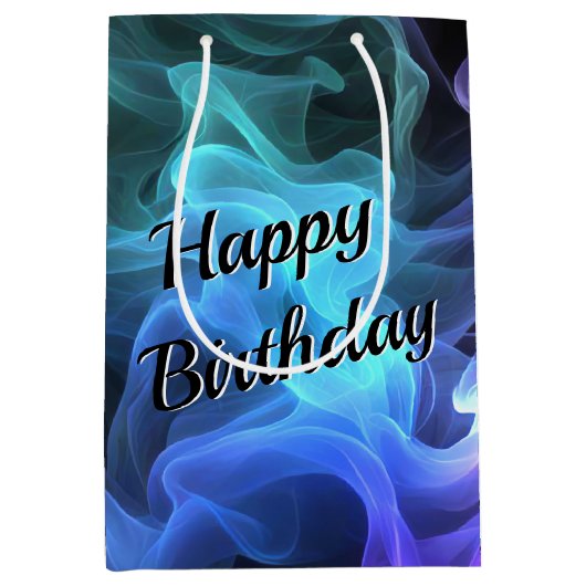 Verjaardag rook op zwart medium cadeauzakje (Voorkant)