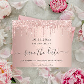 Verjaardag roos gold save the date card