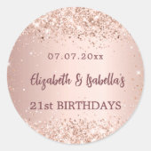 Verjaardag roos goud 2 personen twee namen ronde sticker (Voorkant)