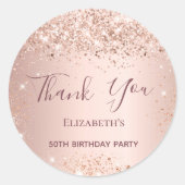 Verjaardag roos goud dank u ronde sticker (Voorkant)