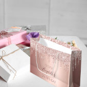 Verjaardag roos goud druppels roze girly groot cadeauzakje
