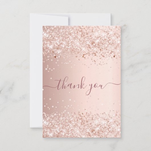 Verjaardag roos goud glitter stof bedankt (Voorkant)