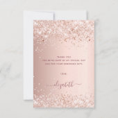 Verjaardag roos goud glitter stof bedankt (Achterkant)