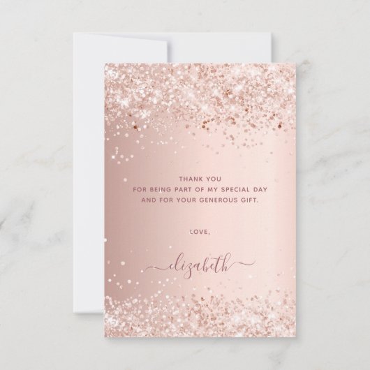 Verjaardag roos goud glitter stof bedankt (Achterkant)