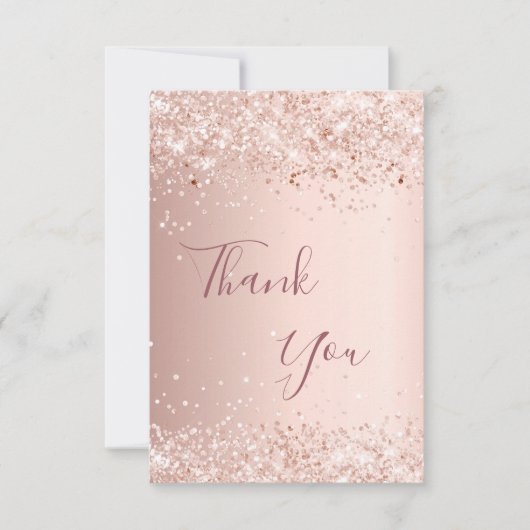 Verjaardag roos goud glitter stof bedankt (Voorkant)