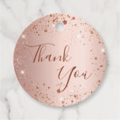 Verjaardag roos goud glitter stof bedankt bedankjes labels (Voorkant)