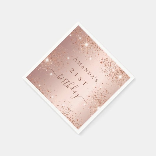 Verjaardag roos goud servet (Hoek)