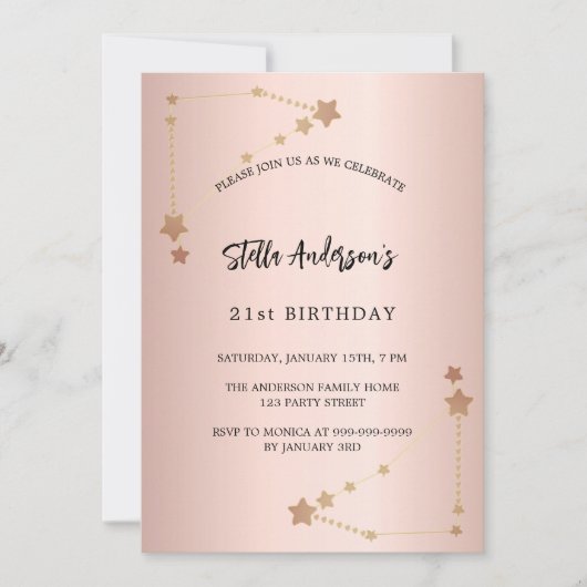 Verjaardag roos goud Steenbok sterrenbeeld Kaart (Voorkant)