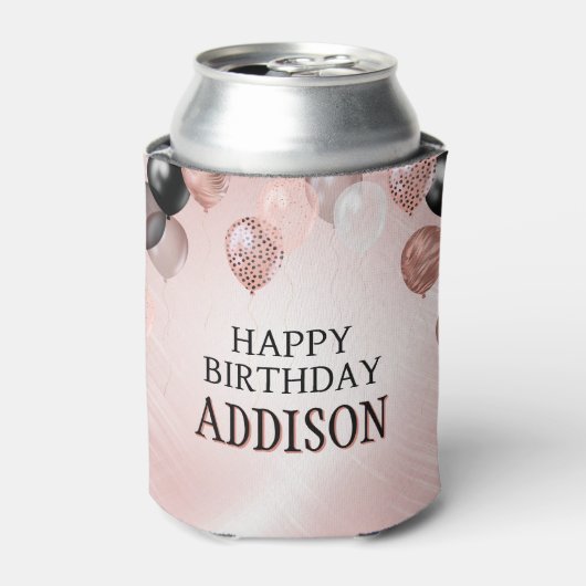 Verjaardag Roos gouden ballonnen Blikjeskoeler (Blikje Voorkant)