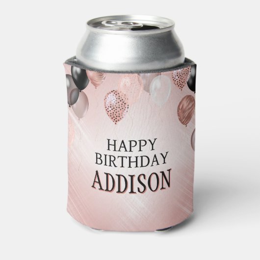 Verjaardag Roos gouden ballonnen Blikjeskoeler (Blikje Achterkant)