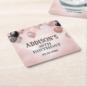 Verjaardag Roos gouden ballonnen Kartonnen Onderzetters (Schuin)