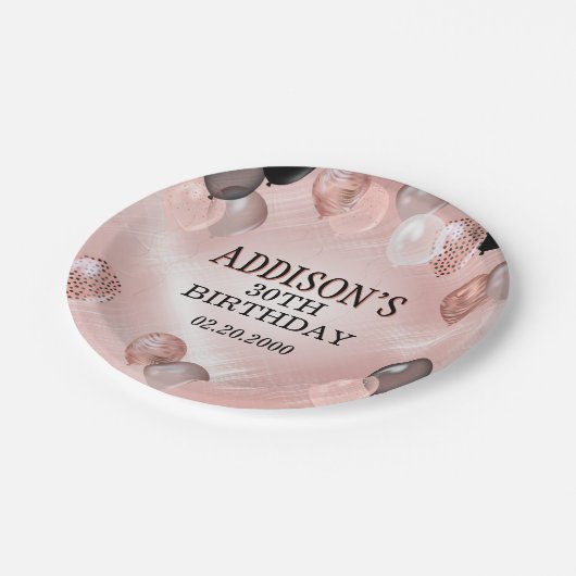 Verjaardag Roos gouden ballonnen Papieren Bordje (Gekanteld)