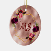 Verjaardag roos gouden bloemen monogram vrienden keramisch ornament (Rechts)