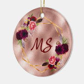 Verjaardag roos gouden bloemen monogram vrienden keramisch ornament (Links)
