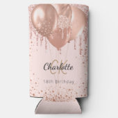 Verjaardag roos gouden blush ballonnen monogram na seltzer blikjeskoeler (Achterkant)