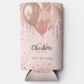 Verjaardag roos gouden blush ballonnen monogram na seltzer blikjeskoeler (Voorkant)