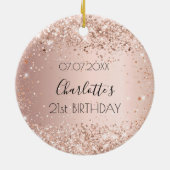 Verjaardag roos gouden blush naam keramisch ornament (Achterkant)