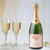 Verjaardag roos gouden blush roze ballonnen plezie sparkling wijnetiket
